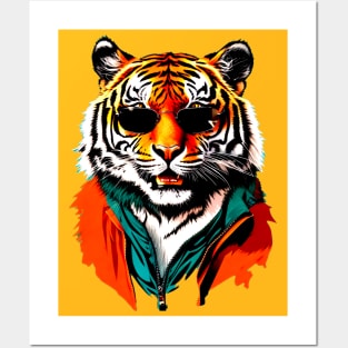 Tiger Vibes: Fierce and Trendy Art with Sunglasses Posters and Art